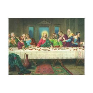 Vintage Last Supper with Jesus Christ and Apostles Gallery Wrapped Canvas