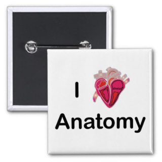 I Love Anatomy with human heart Button