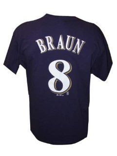 Ryan Braun Milwaukee Brewers Blue Jersey Name & Number T Shirt  Apparel  Clothing