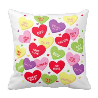 Valentine candy heart messages pillow