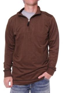 North River Men's Long Sleeve Solid Zip Mock in Mole Shirt at  Mens Clothing store
