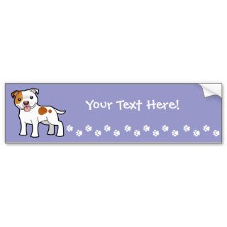 Cartoon Pit Bull / Staffie (red spotted) Bumper Stickers
