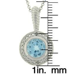 Dolce Giavonna Sterling Silver Blue Topaz and Diamond Accent Necklace Dolce Giavonna Gemstone Necklaces