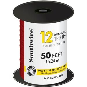 Southwire 50 ft. 12/2  Stranded THHN Wire   Red 22966617