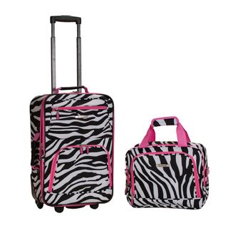Rockland Deluxe Pink Zebra 2 piece Lightweight Expandable Carry on Luggage Set Rockland Two piece Sets