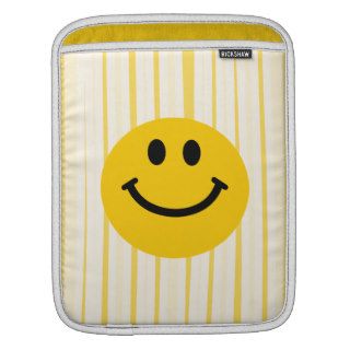 Smiley Face on sunny yellow stripes Sleeves For iPads