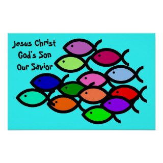 Christian Fish Symbols   Rainbow School   Print