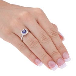 Miadora 10k Gold Created Sapphire and Diamond Accent Ring Miadora Gemstone Rings