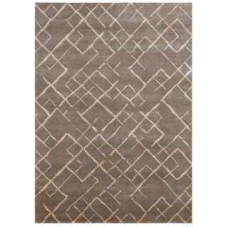 Hand knotted Geometric Silver Gray Wool/ Art silk Rug (8 X 11)
