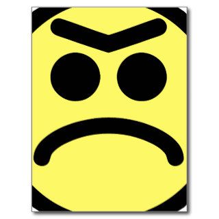 Yellow Unibrow Frown Smiley Face Post Card