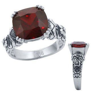 16.20 cw CZ, 316 Stainless Steel Dark Red CZ Ring (6) Jewelry
