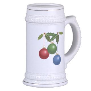Multi Colored Christmas Balls & Holly Coffee Mugs