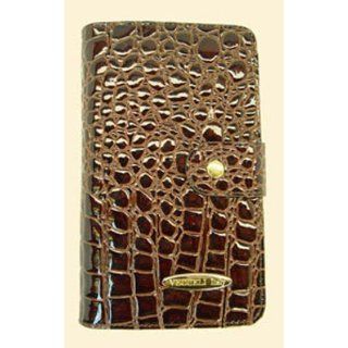 Luxurious Italian Designer Chocolate Crocodile Passport Wallet (7" x 4")   WT 104    Vecceli Italy. Also available in black, Yellow, Red, L.Brown and Rose  Expanding Wallets 