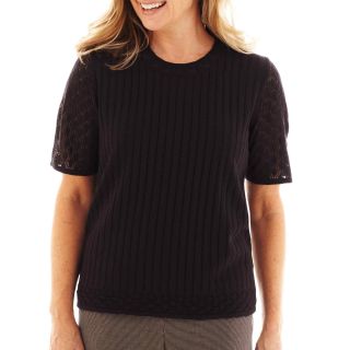 Alfred Dunner Monte Carlo Solid Stitched Sweater Shell, Black, Womens