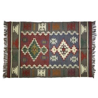 Handcrafted 4 x 6 foot Wool Jute Kilim Rug (India) 3x5   4x6 Rugs