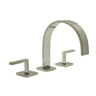 Rohl WA106LSTN2 Wave 3 Hole Deck Mounted "C" Spout Widespread Lavatory Faucet With Lever Handle in Satin Nickel WA106LSTN2   Tub And Shower Faucets