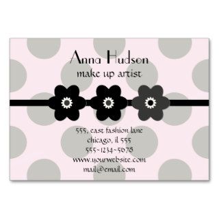 Artistic Abstract Retro Polka Dots Pink Black Business Card Template