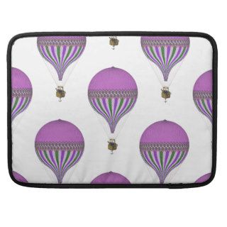 Vintage Purple, Lt Green, White Hot Air Balloons Sleeves For MacBook Pro