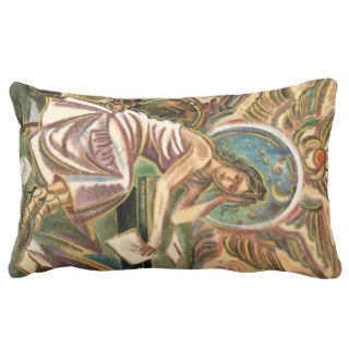 The Woman Writer Thinking Watercolor Painting Pillows