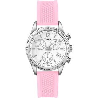 Timex Women's T2P063 Fashion Chronograph Pink Silicone Strap Watch Timex Women's Timex Watches