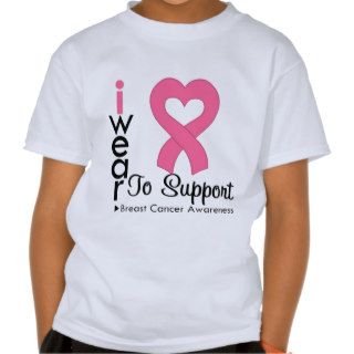 Breast Cancer Heart Ribbon Awareness Tee Shirts