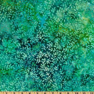 108'' Wide Tonga Batik Quilt Backing Small Leaves Lagoon/Aqua Fabric By The Yard