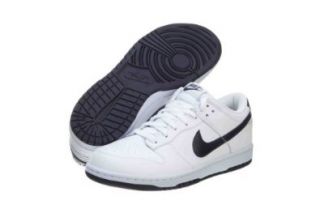 Nike Mens Dunk Low Top Leather Basketball Sneaker, White/Obsidian, US 12 Fashion Sneakers Shoes