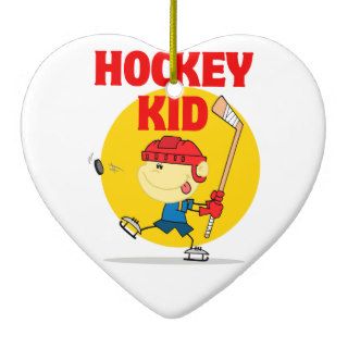 cute hockey kid cartoon character christmas ornament