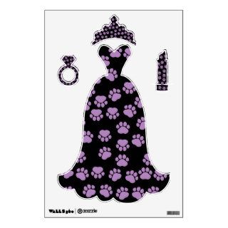 Dog Paws Traces Paw prints Purple, Black Wall Decal