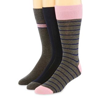 Stafford 3 pk. Cotton Blend Crew Socks, Gray/Pink, Mens