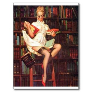 Librarian Pin Up Post Cards