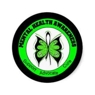 Butterfly Circle Mental Health Awareness Round Stickers