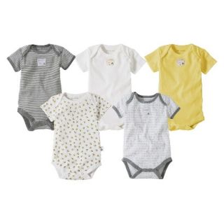 Burts Bees Baby Newborn Neutral 5 Pack Short sleeve Bodysuit   Yellow/Grey 12 M