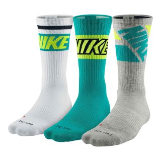 Nike 3 pk. Dri FIT Crew Socks Big and Tall, White, Mens