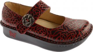 Womens Alegria by PG Lite Paloma Mary Jane   Wine Embossed Rose Platform Shoes