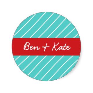 Diagonal Stripe Sticker (Teal and Red)