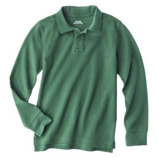 Cherokee Boys School Uniform Long Sleeve Pique Polo   Jungle Gym Green XS
