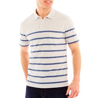 St. Johns Bay Jersey Polo, Natural Hthr Strp, Mens