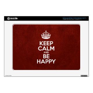 Keep Calm and Be Happy   Glossy Red Leather Samsung Chromebook Skins