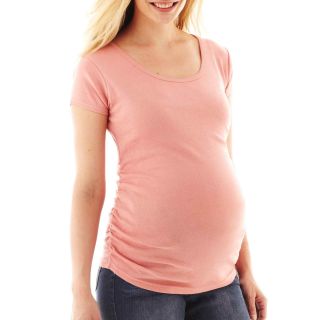 Maternity Scoopneck Side Ruched Tee   Plus, Pink