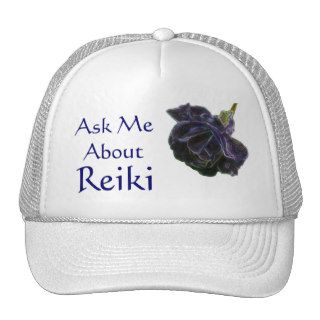 Ask Me About Reiki Purple Rose Hat