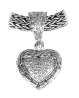 Silver Small Heart Pendant with Diamond Pave