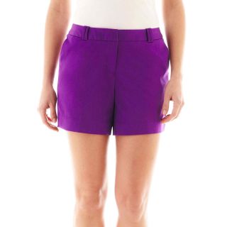 Worthington Sateen Shorts, Purple, Womens