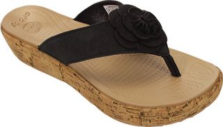 Womens Crocs A Leigh Floral Flip Flop   Black/Gold Sandals