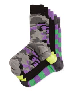Three Pair Sock Set, Zigzag/Stripe/Polka Dot
