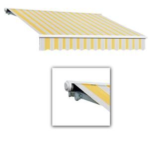 AWNTECH 8 ft. Galveston Semi Cassette Manual Retractable Awning (84 in. Projection) in Yellow/Gray/Terra SCM8 365 LYG