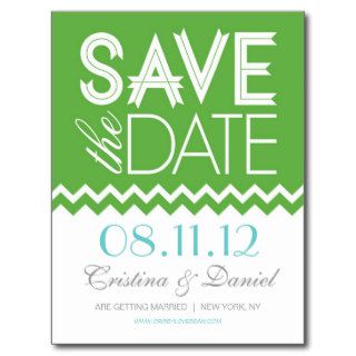 SAVE THE DATE  GREEN POSTCARD