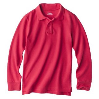 Cherokee Boys School Uniform Long Sleeve Pique Polo   Red Pop S