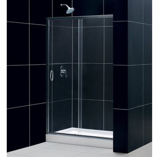 INFINITY Frameless Clear 48 inch Glass Shower Door with Shower Base DreamLine Shower Kits