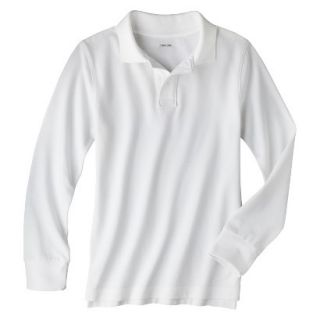 Cherokee Boys School Uniform Long Sleeve Pique Polo   True White M